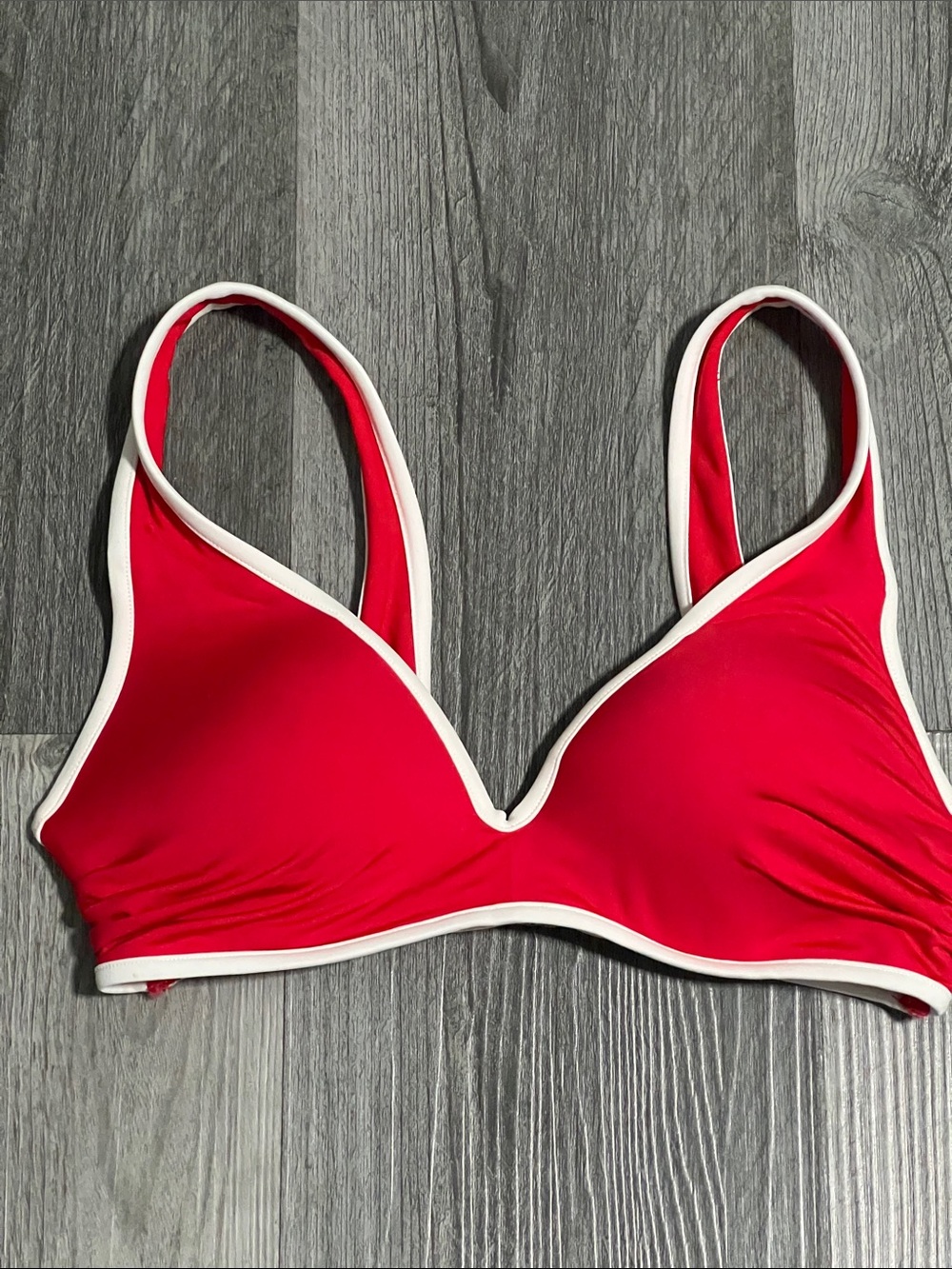 H&M red and white padded bikini top/ size 4 (Small)